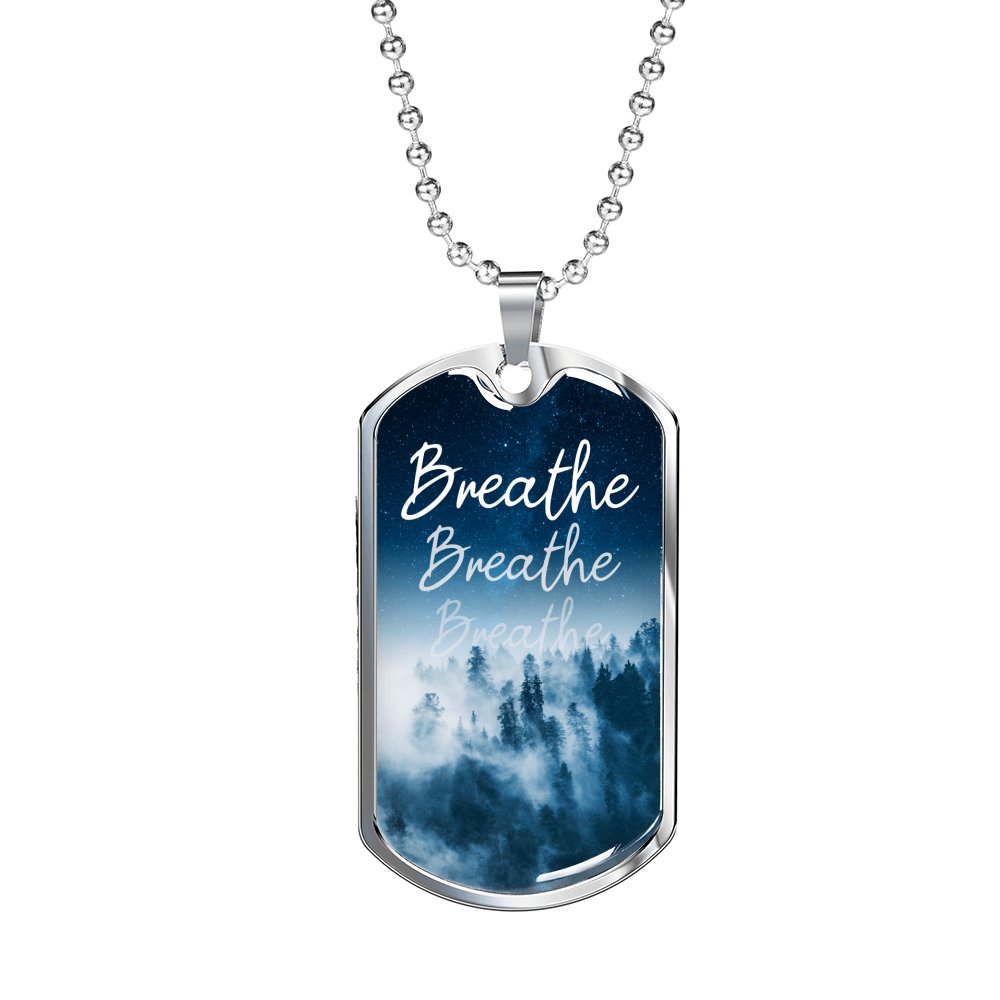 Breathe - Dog Tag Necklace With Engraving - Celeste Jewel