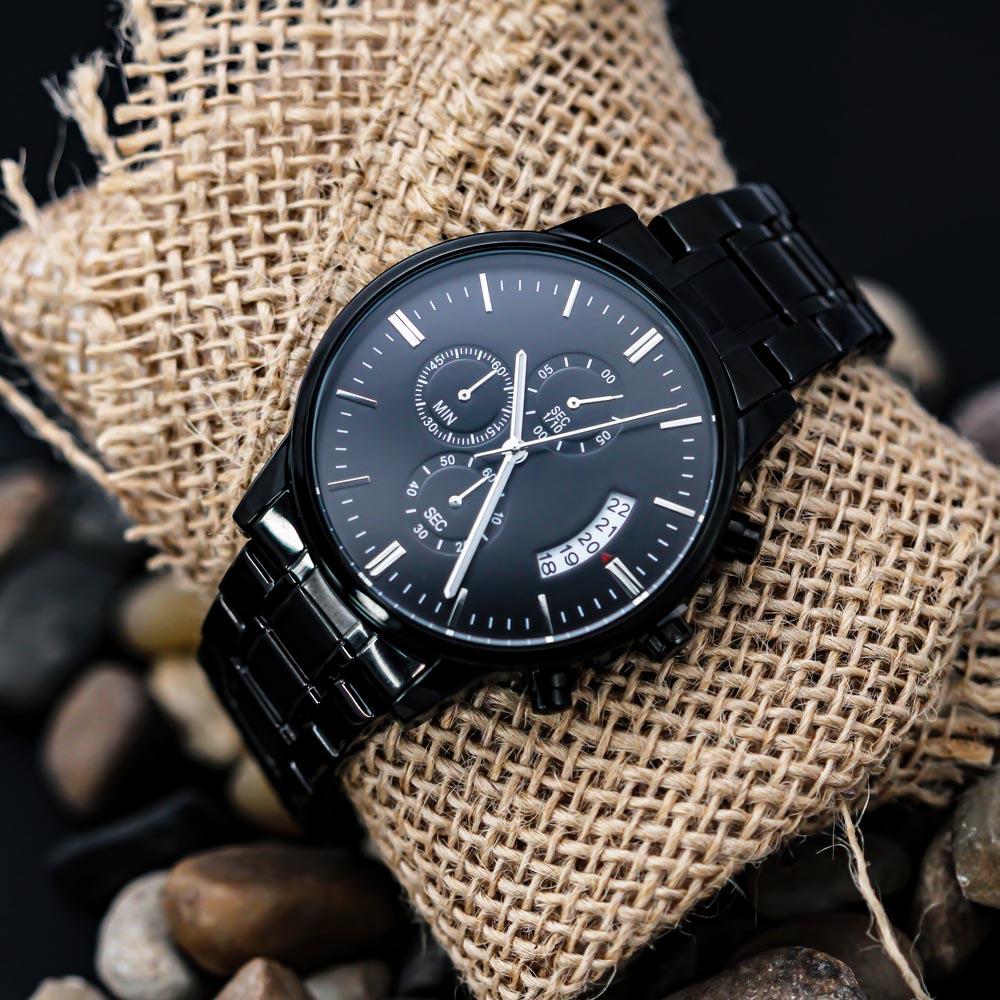 Buyer Customized Black Chronograph Watch Jewelry 
