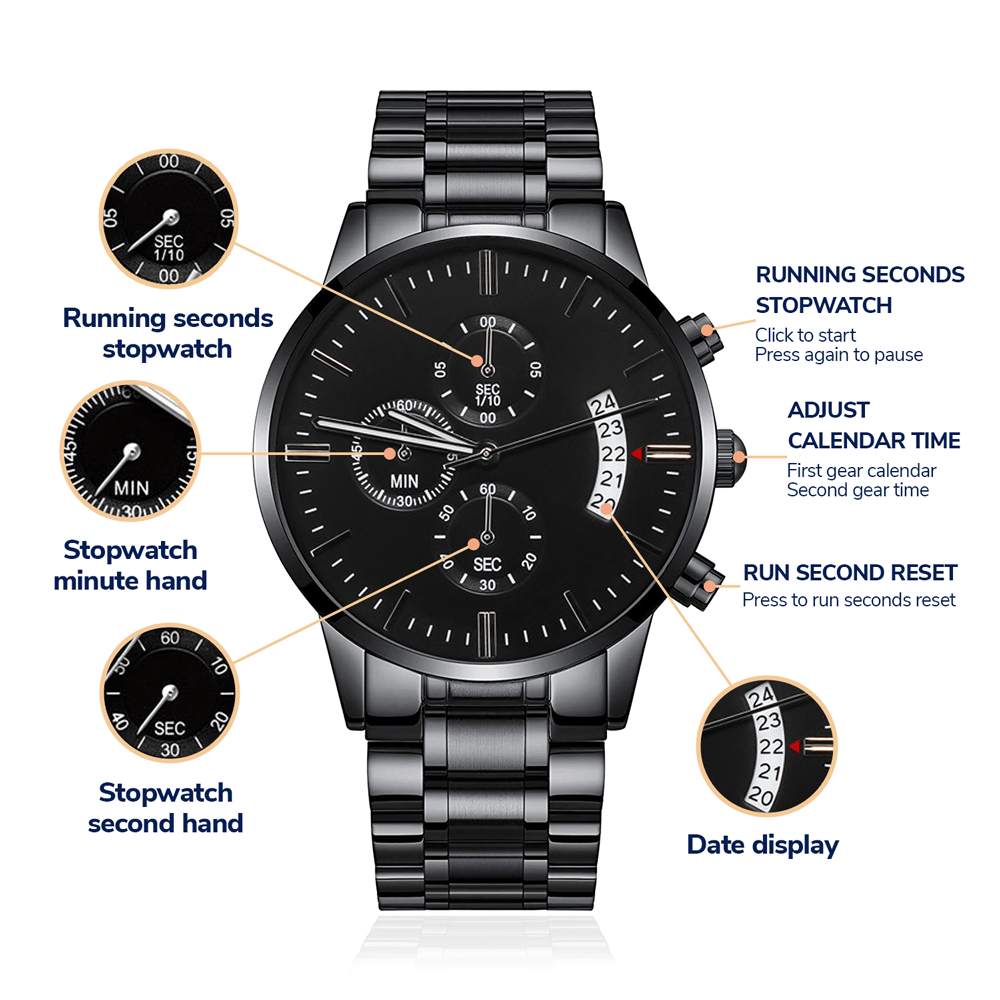 Buyer Customized Black Chronograph Watch Jewelry 