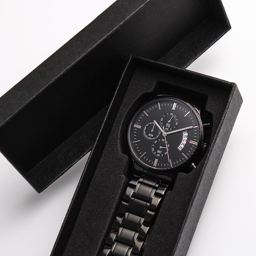 Buyer Customized Black Chronograph Watch Jewelry 