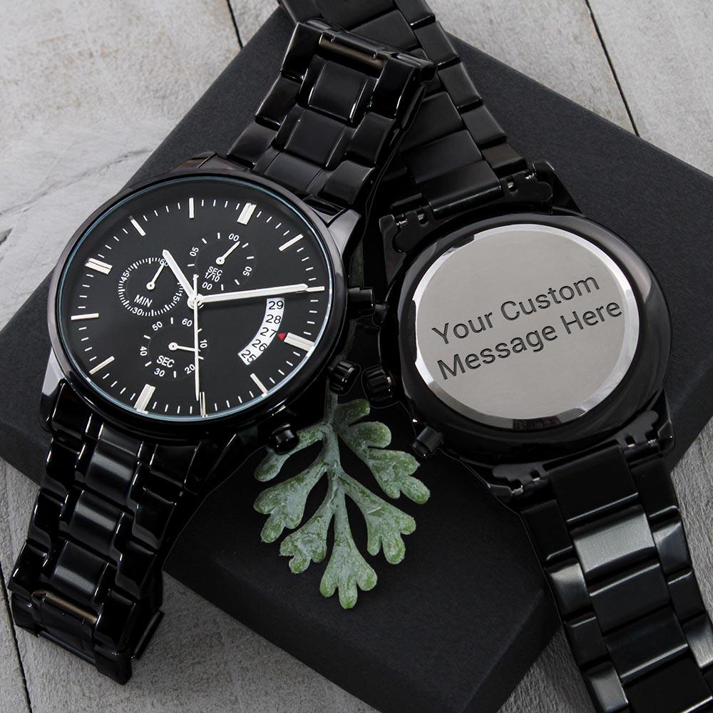 Buyer Customized Black Chronograph Watch Jewelry 