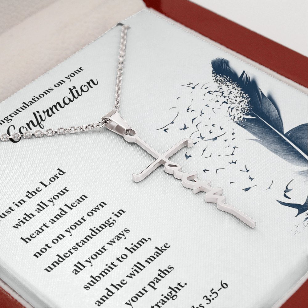 Confirmation Gift - Trust in the Lord - Faith Cross Necklace - Celeste Jewel