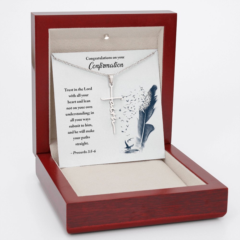 Confirmation Gift - Trust in the Lord - Faith Cross Necklace - Celeste Jewel