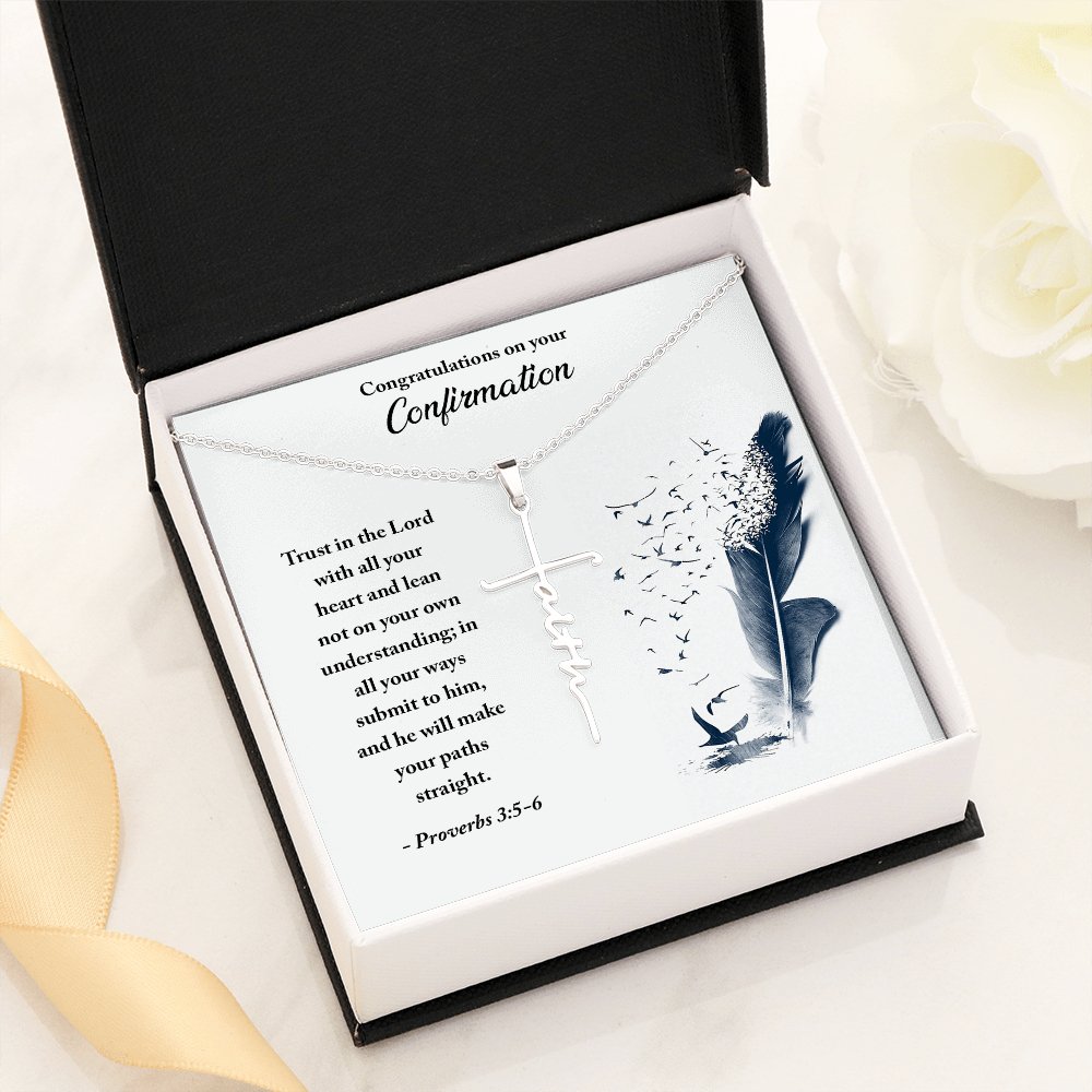 Confirmation Gift - Trust in the Lord - Faith Cross Necklace - Celeste Jewel