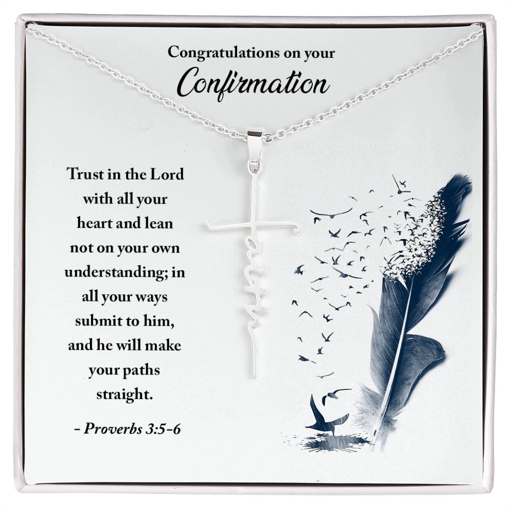 Confirmation Gift - Trust in the Lord - Faith Cross Necklace - Celeste Jewel