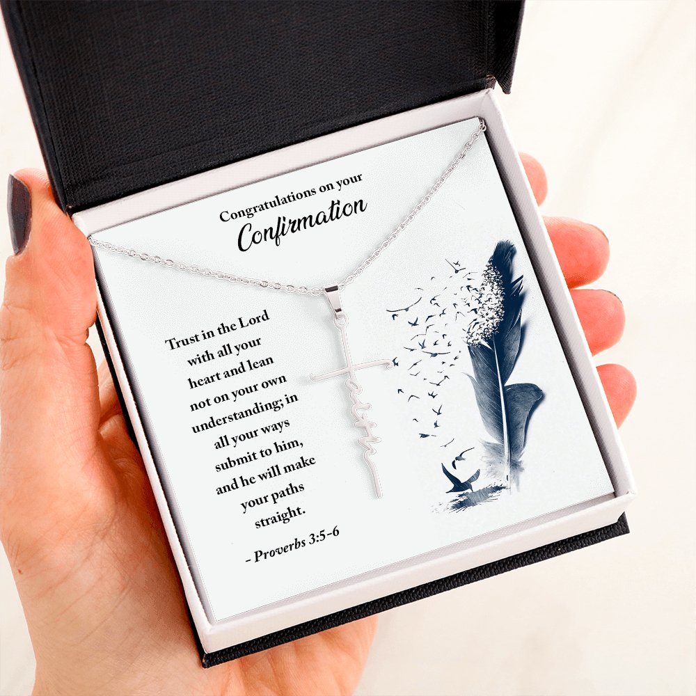 Confirmation Gift - Trust in the Lord - Faith Cross Necklace - Celeste Jewel