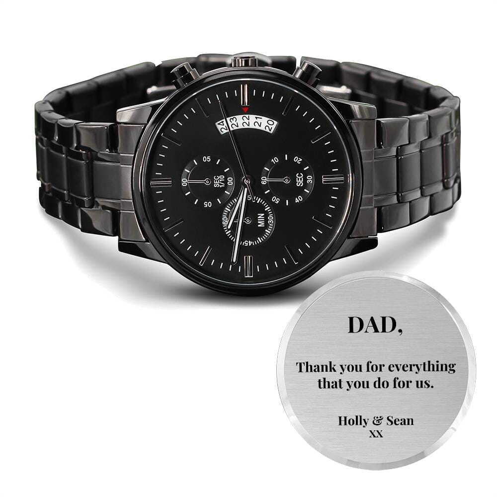 Custom Black Chronograph Watch - Celeste Jewel