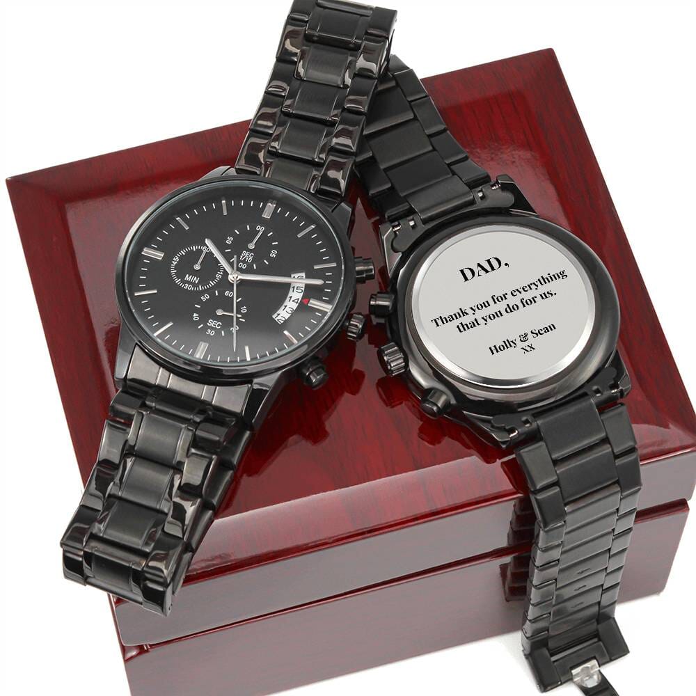 Custom Black Chronograph Watch - Celeste Jewel