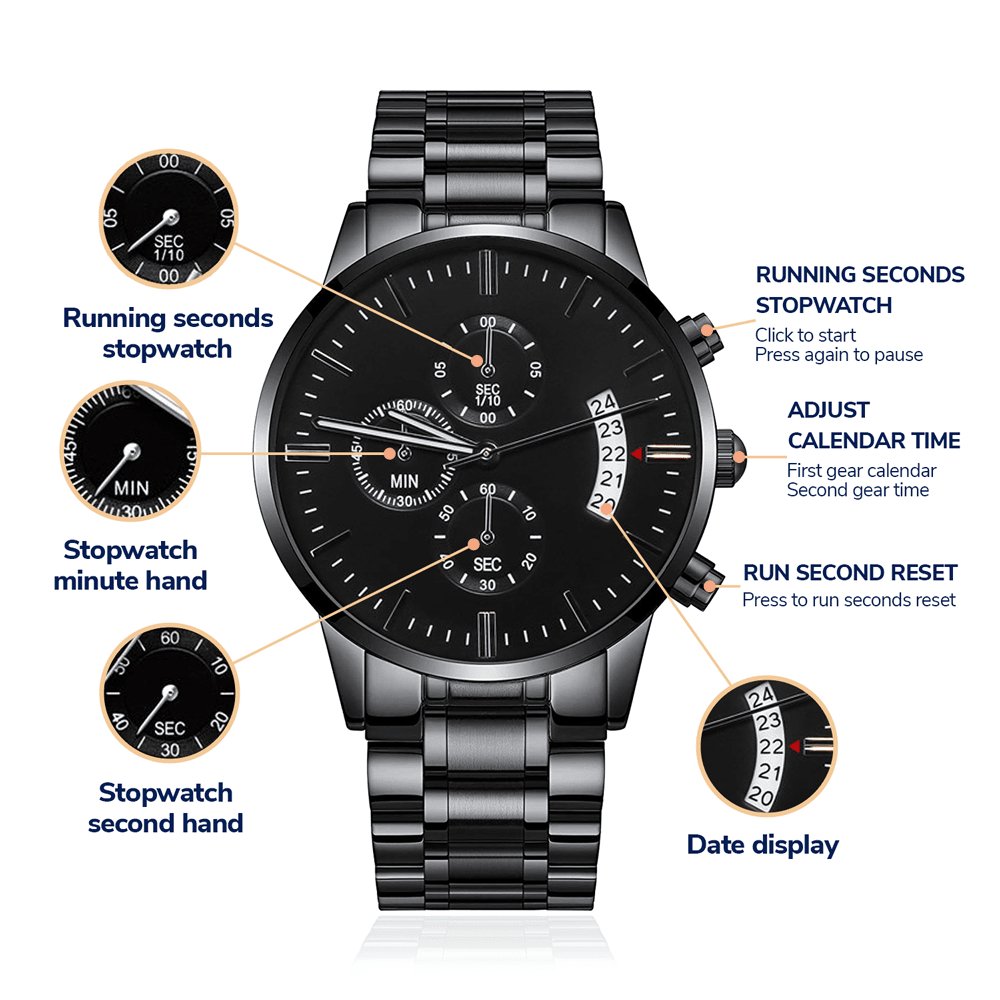 Custom Black Chronograph Watch - Celeste Jewel