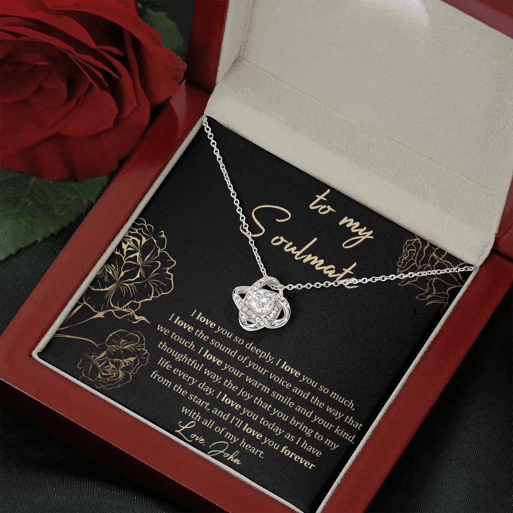 Custom Message Card - To My Soulmate - I'll Love You Forever Jewelry Mahogany Style Luxury Box (W/LED) 