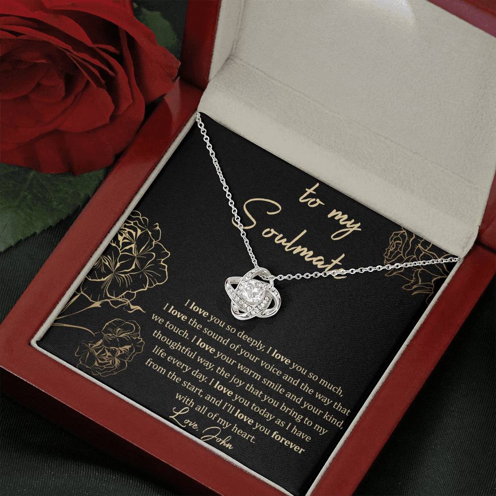 Custom Message Card - To My Soulmate - I&#39;ll Love You Forever Jewelry Mahogany Style Luxury Box (W/LED) 