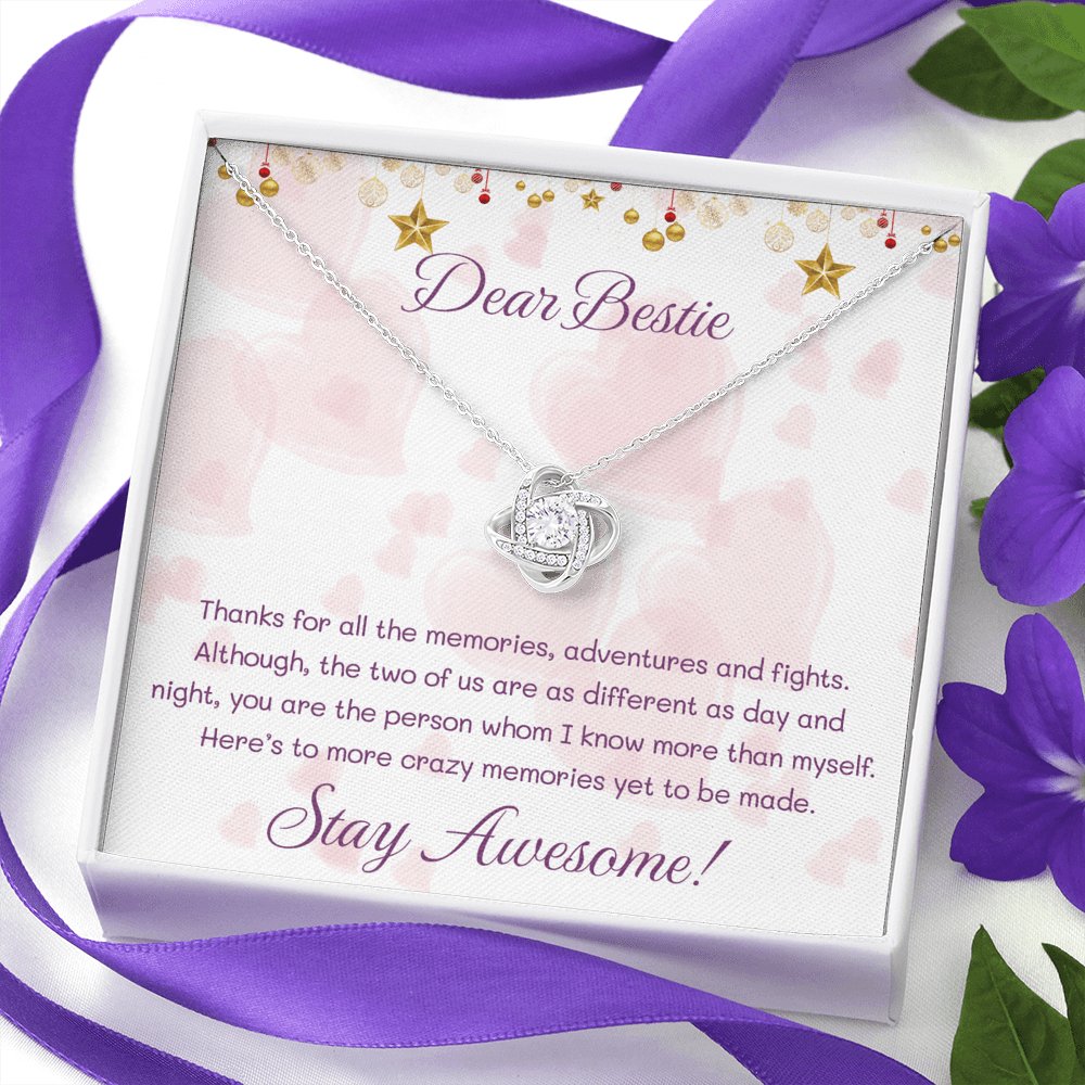 Dear Bestie - Stay Awesome - Love Knot Necklace - Celeste Jewel