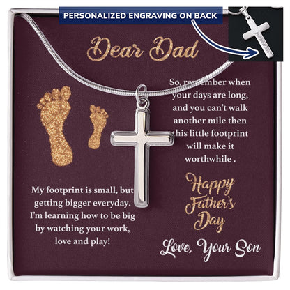 Dear Dad - Happy Father's Day Gift From Son - Personalized Cross Necklace - Celeste Jewel