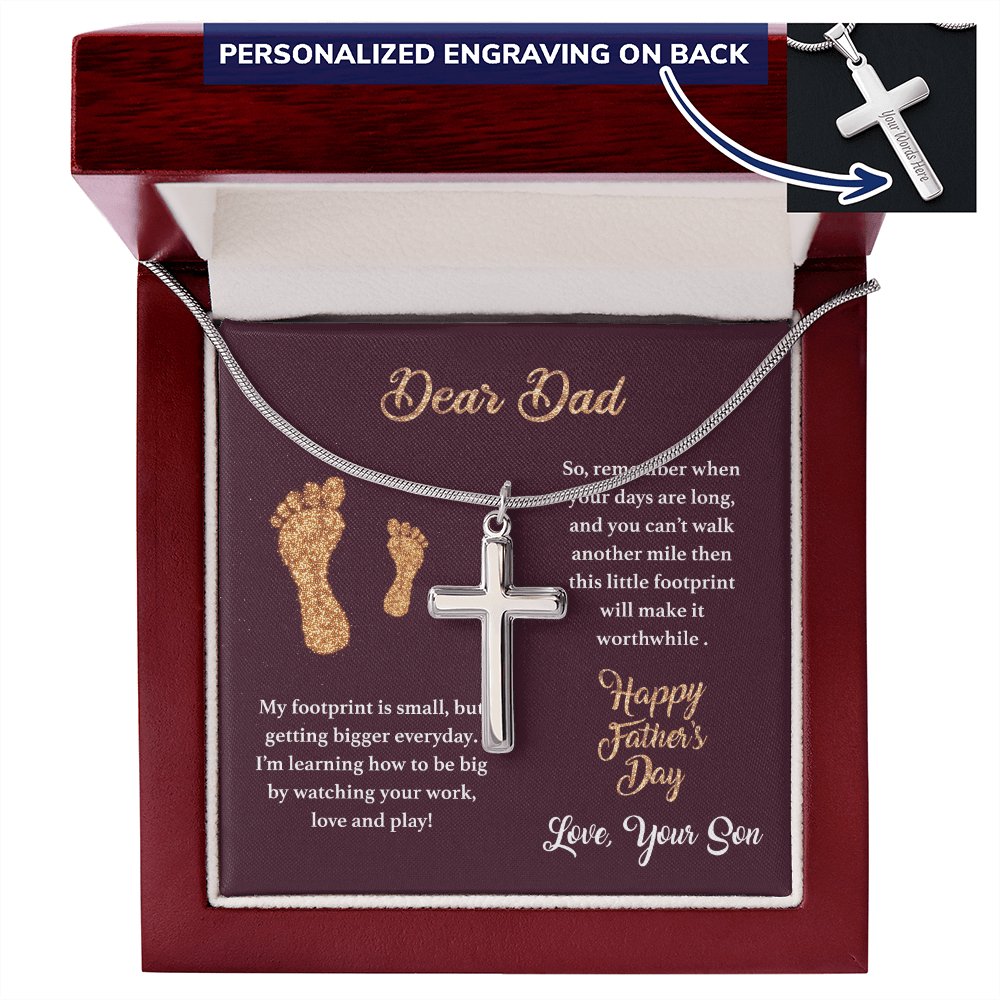 Dear Dad - Happy Father's Day Gift From Son - Personalized Cross Necklace - Celeste Jewel