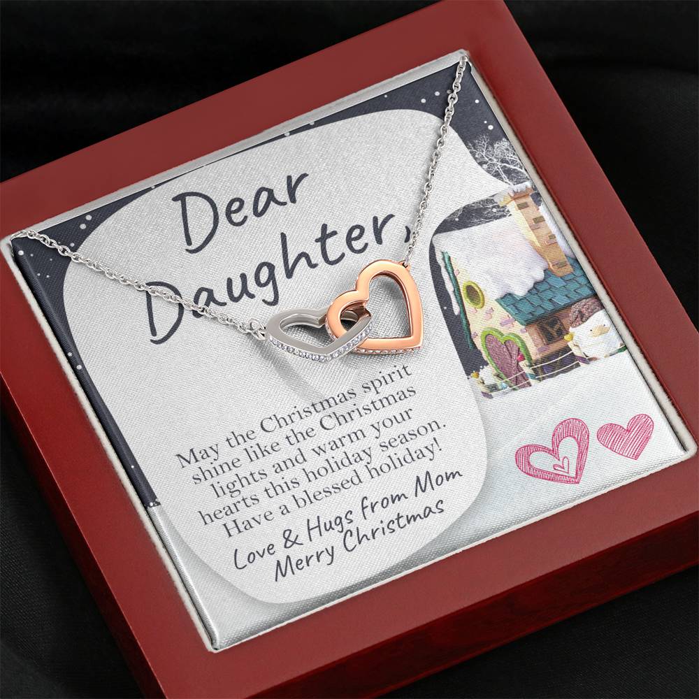 Dear Daughter - Merry Christmas - Interlocking Hearts Necklace - Celeste Jewel