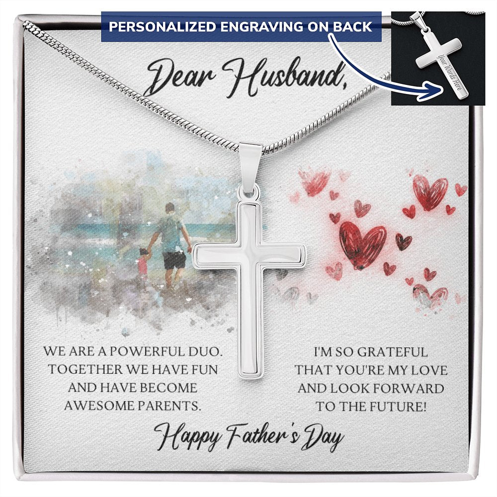 Dear Husband - Happy Father's Day Gift - Personalized Cross Necklace - Celeste Jewel