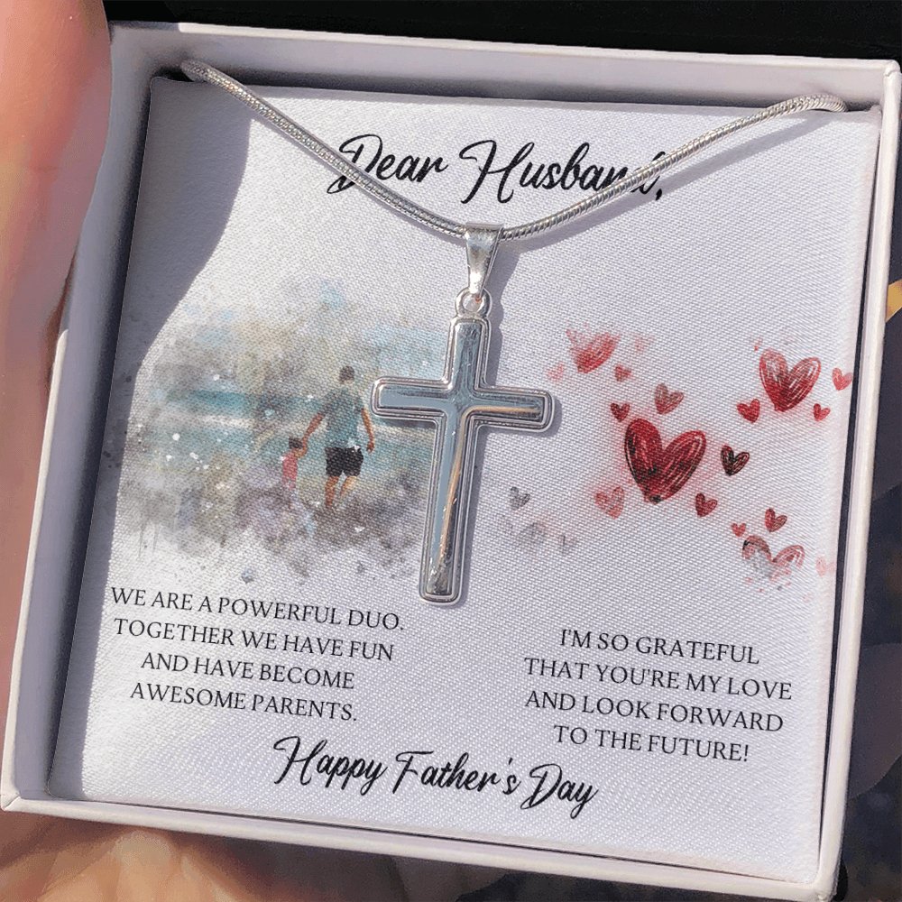 Dear Husband - Happy Father's Day Gift - Personalized Cross Necklace - Celeste Jewel