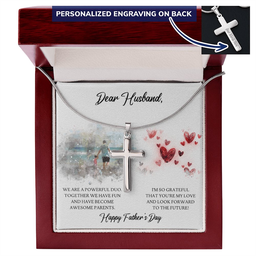 Dear Husband - Happy Father's Day Gift - Personalized Cross Necklace - Celeste Jewel