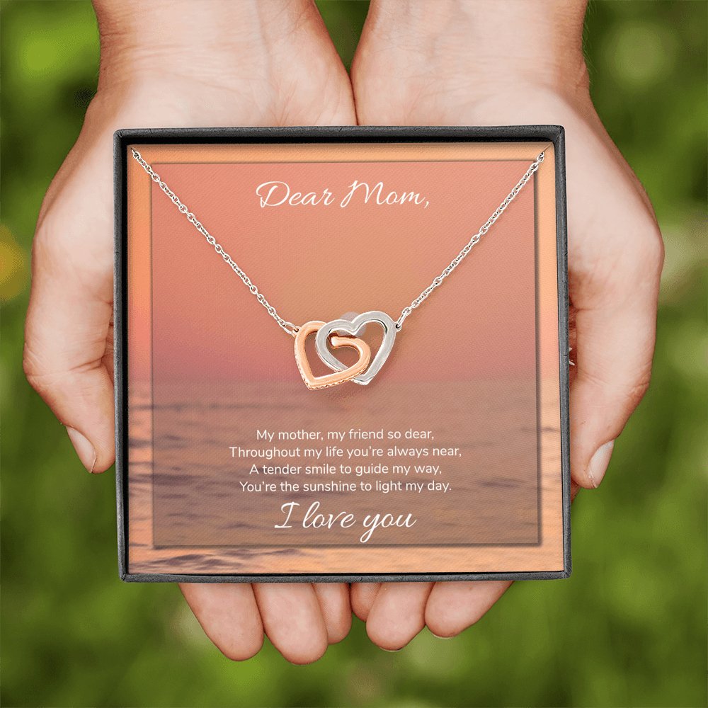 Dear Mom - Sunshine To Light My Day - Interlocking Hearts Necklace - Celeste Jewel
