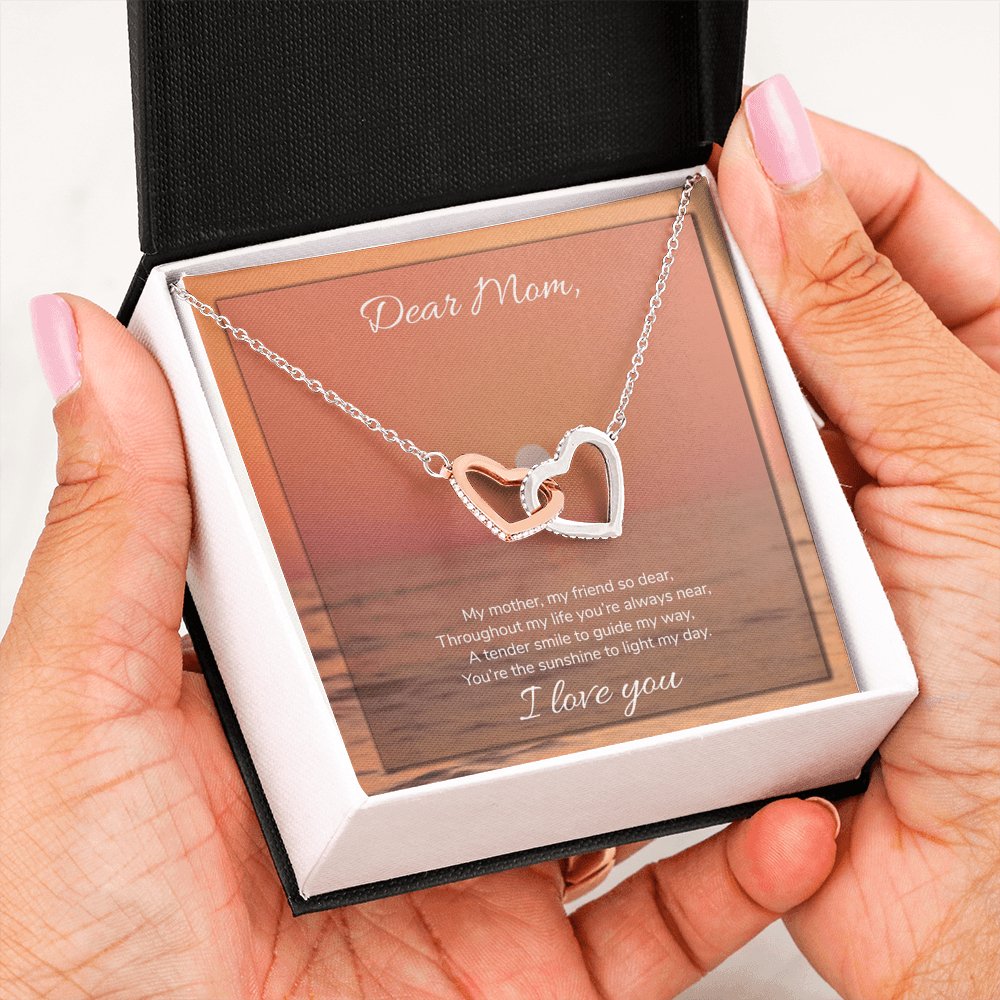 Dear Mom - Sunshine To Light My Day - Interlocking Hearts Necklace - Celeste Jewel