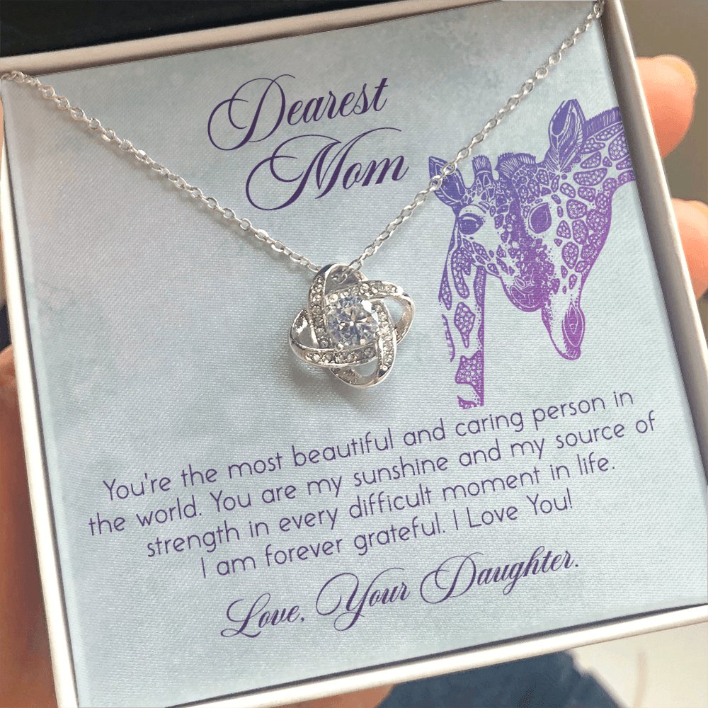 Dearest Mom - Personalized Giraffe Gift - Love Knot Necklace - Celeste Jewel