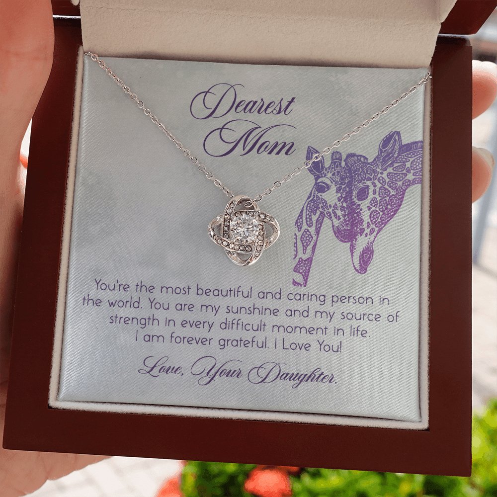 Dearest Mom - Personalized Giraffe Gift - Love Knot Necklace - Celeste Jewel