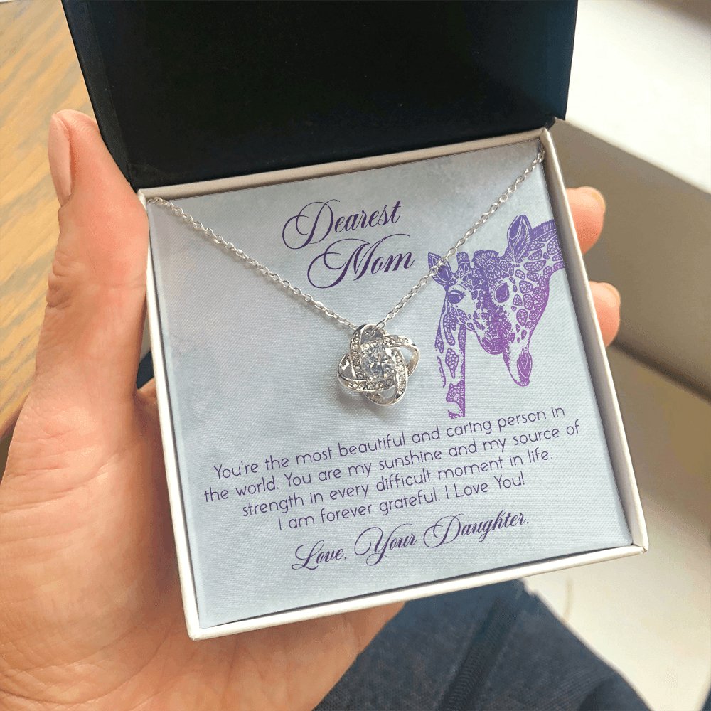 Dearest Mom - Personalized Giraffe Gift - Love Knot Necklace - Celeste Jewel