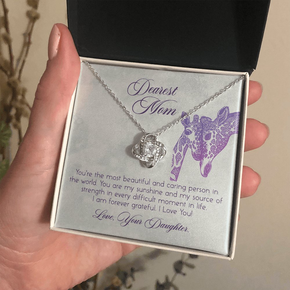 Dearest Mom - Personalized Giraffe Gift - Love Knot Necklace - Celeste Jewel