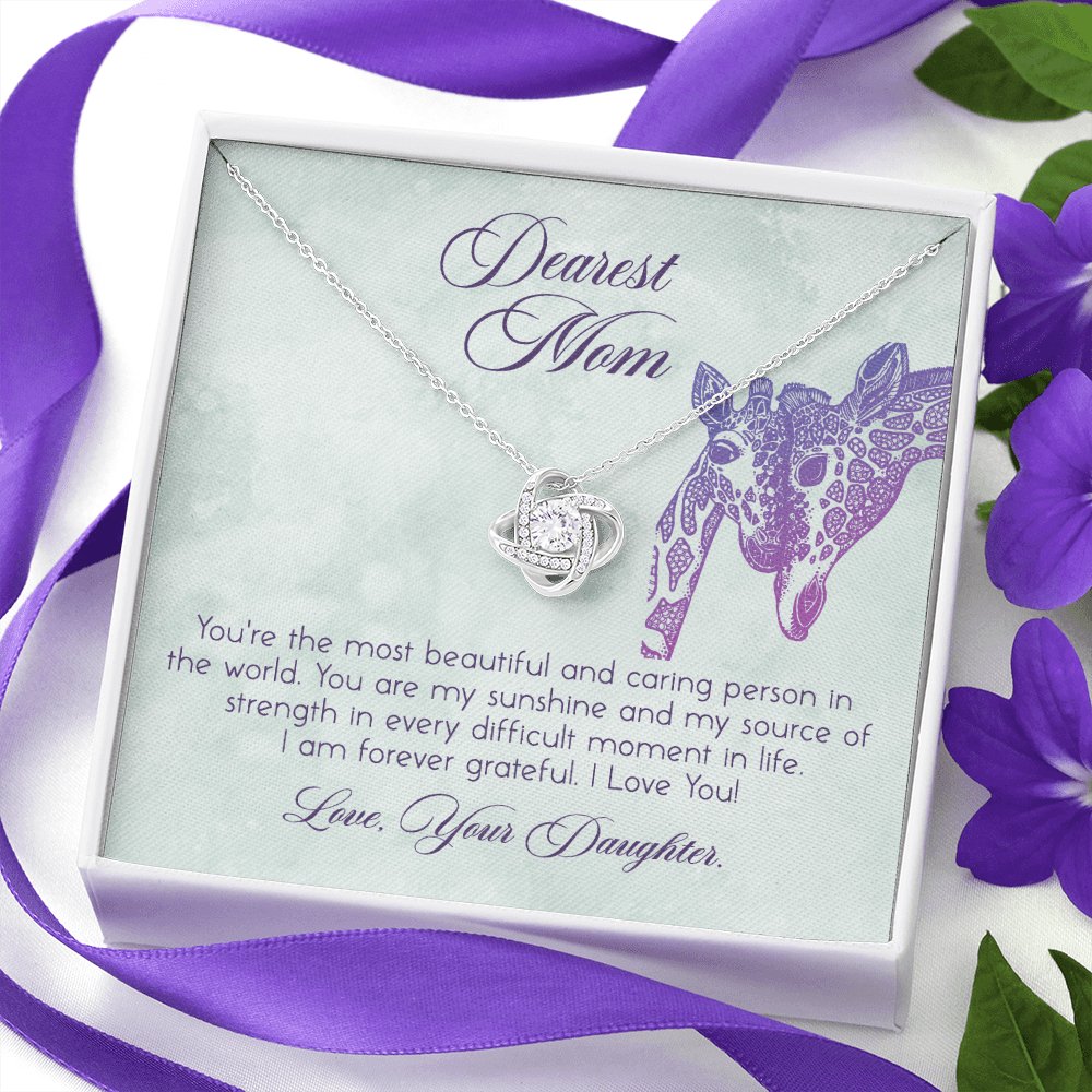 Dearest Mom - Personalized Giraffe Gift - Love Knot Necklace - Celeste Jewel