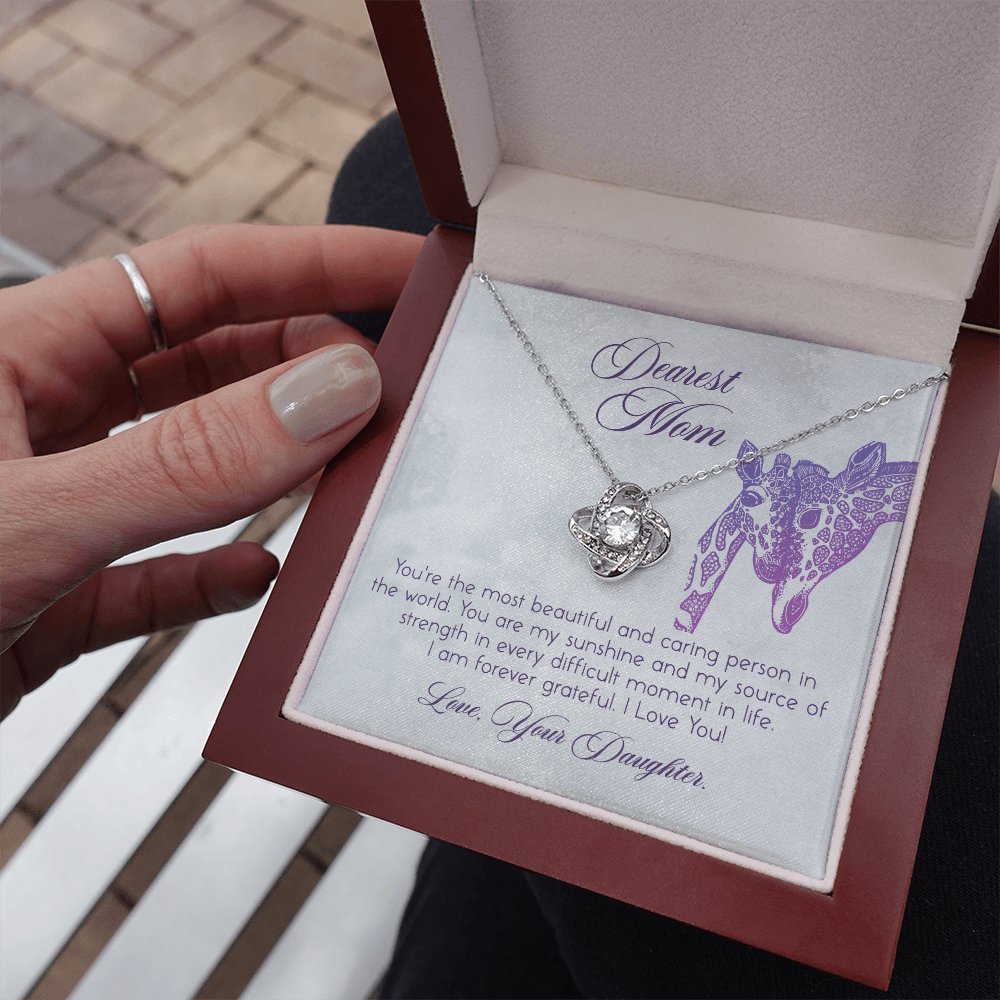 Dearest Mom - Personalized Giraffe Gift - Love Knot Necklace - Celeste Jewel