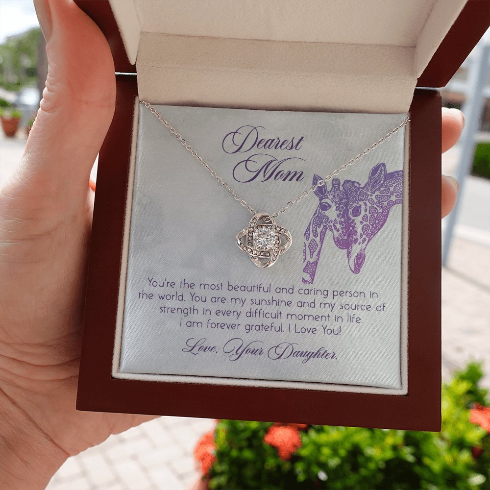 Dearest Mom - Personalized Giraffe Gift - Love Knot Necklace - Celeste Jewel