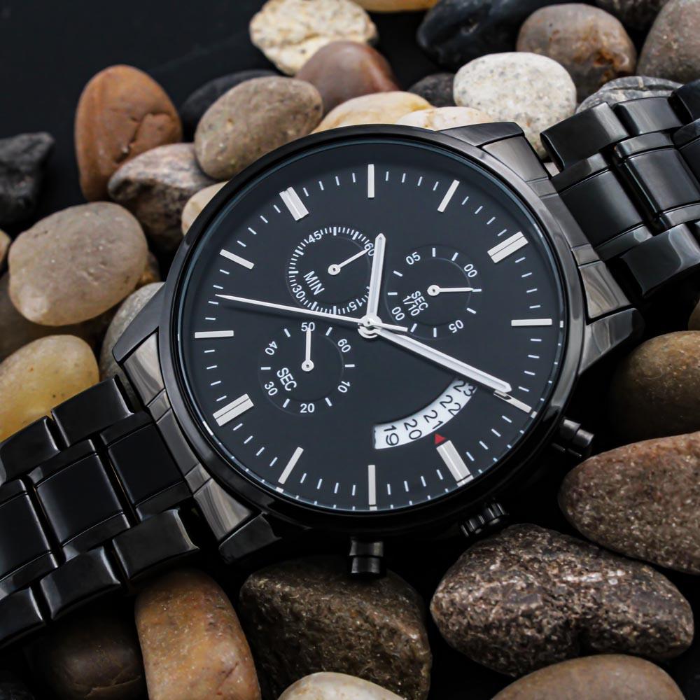 Drive Safe Daddy - Black Chronograph Watch - Celeste Jewel