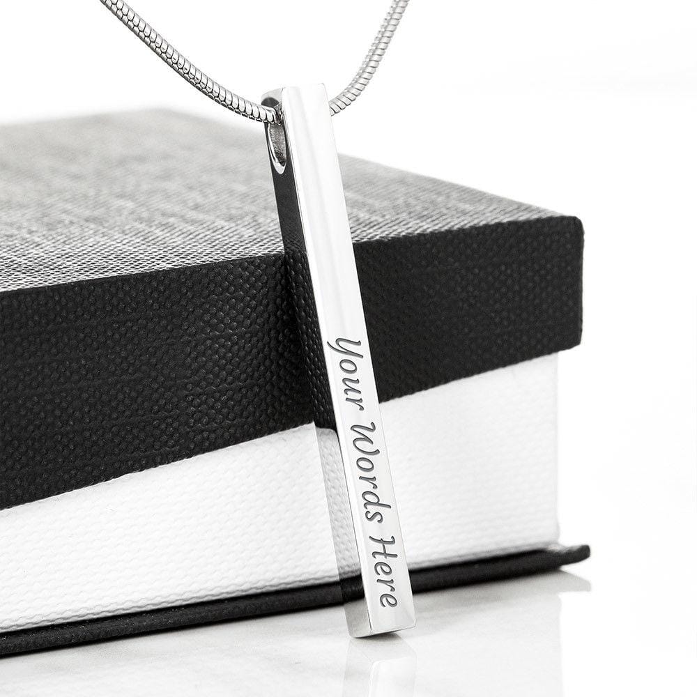 Engraved 2-Sided Vertical Stick Necklace - Celeste Jewel