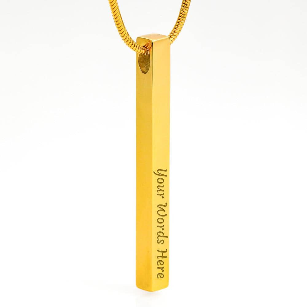Engraved 2-Sided Vertical Stick Necklace Jewelry 