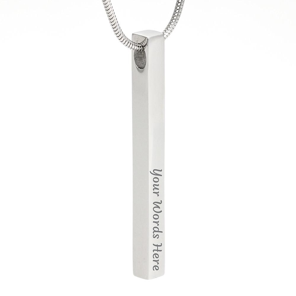 Engraved 2-Sided Vertical Stick Necklace Jewelry 