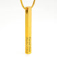 Engraved 4-Sided Vertical Stick Necklace Jewelry 