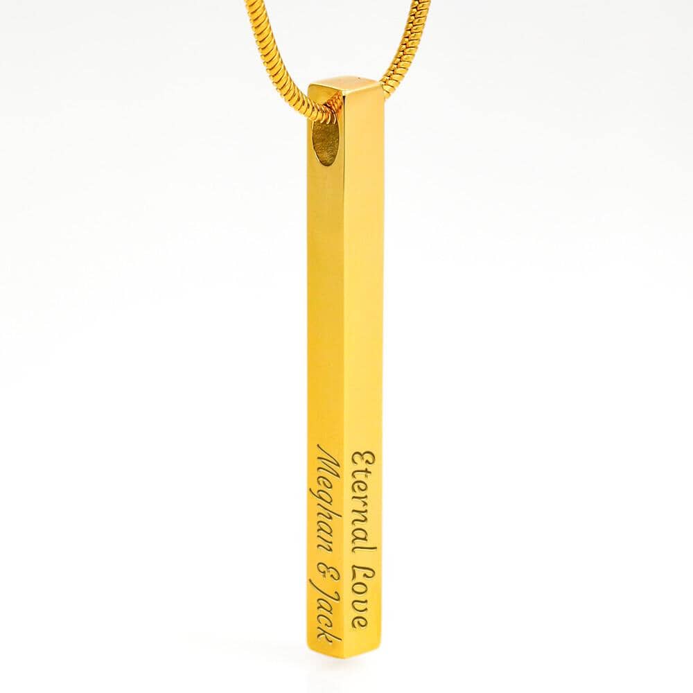 Engraved 4-Sided Vertical Stick Necklace Jewelry 