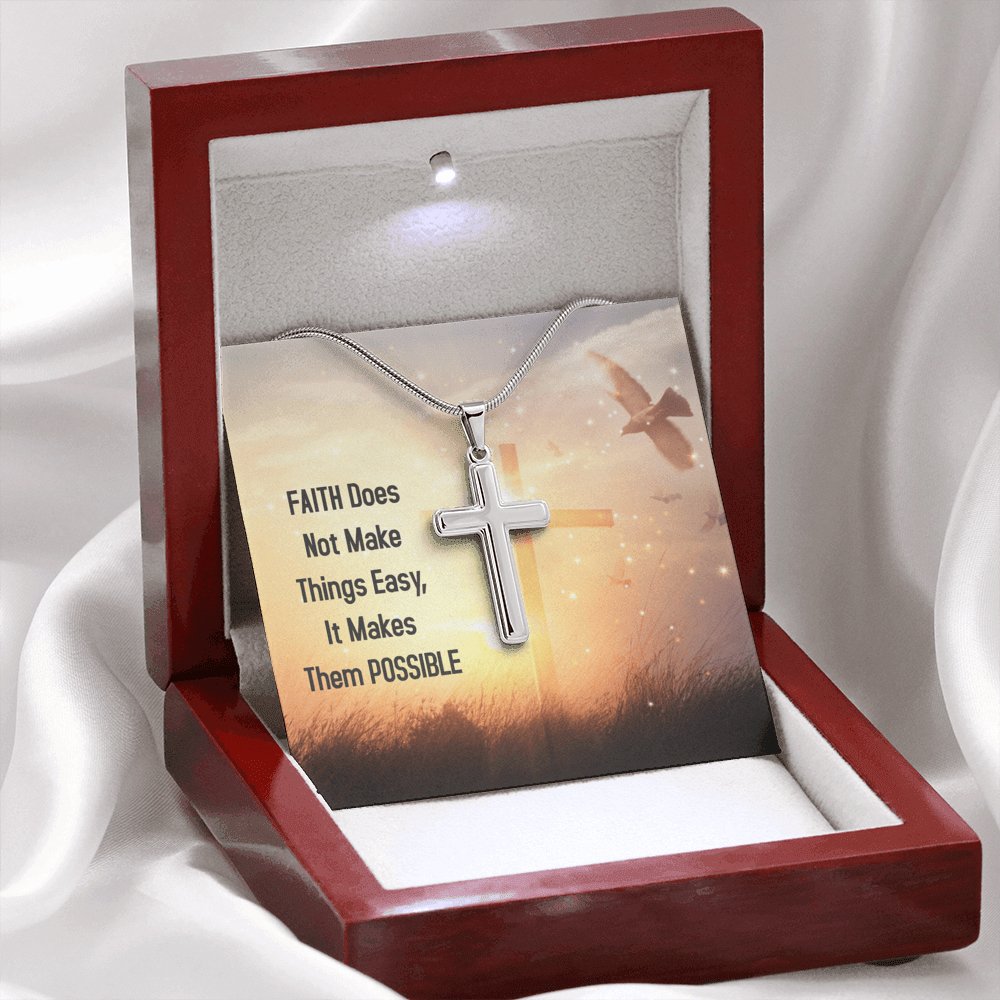 Faith Does Not Make Things Easy - Personalized Cross Necklace - Celeste Jewel
