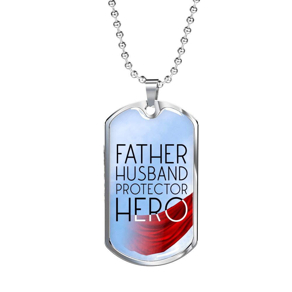 Father Husband Protector Hero Luxury Dog Tag Necklace Celeste