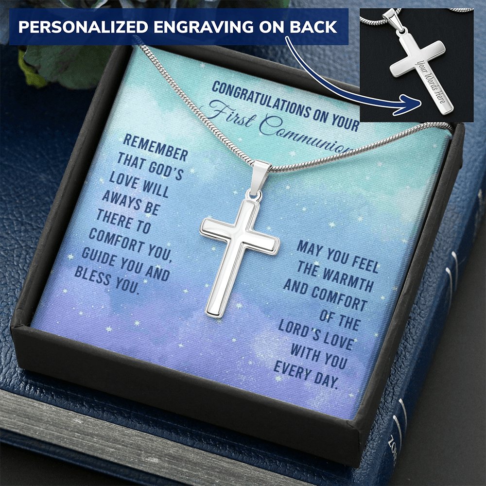 First Communion - Remember God’s Love - Cross Necklace - Celeste Jewel