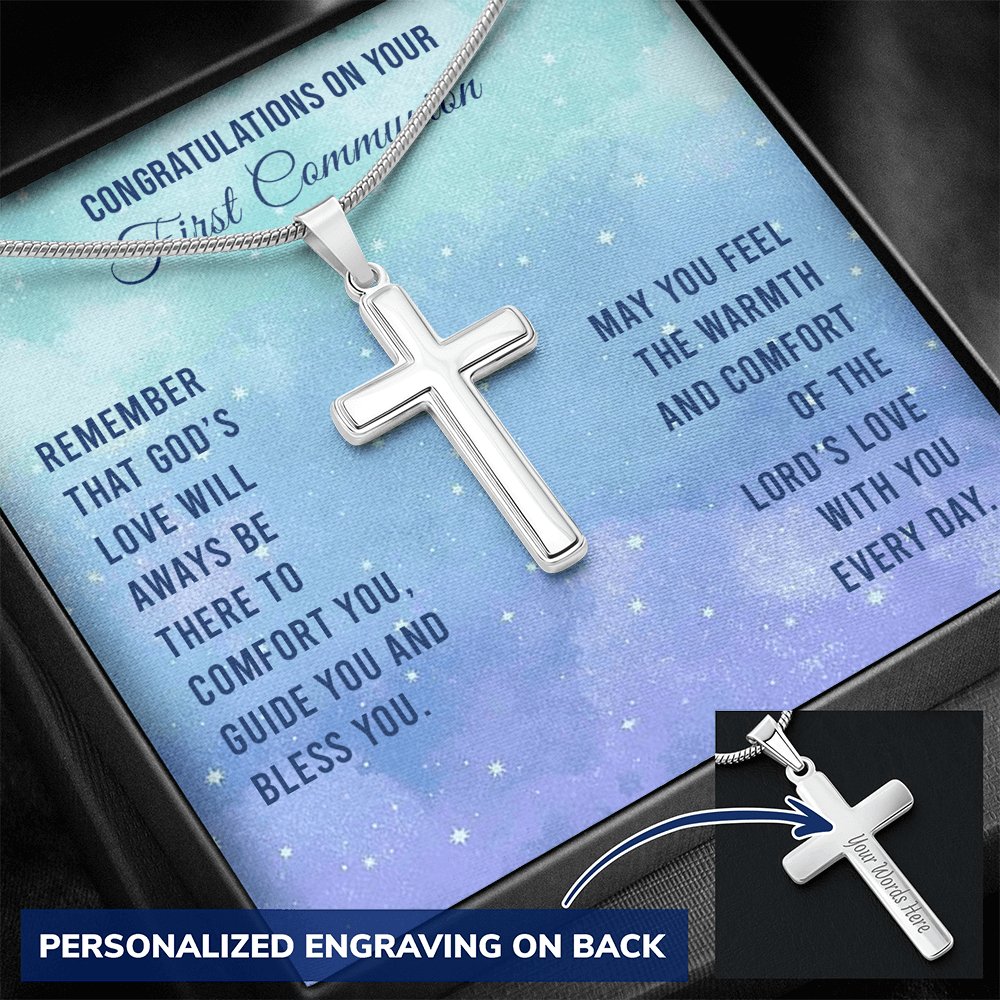 First Communion - Remember God’s Love - Cross Necklace - Celeste Jewel