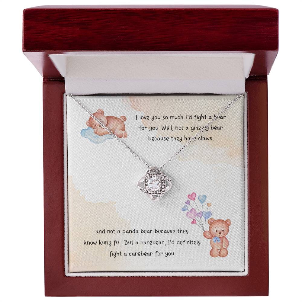 Gag Gift For Your Friend/Sister- Fight A Bear - Love Knot Necklace - Celeste Jewel