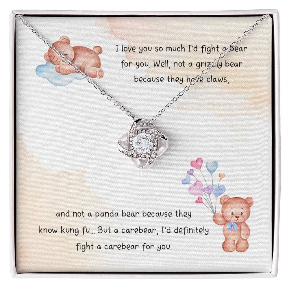 Gag Gift For Your Friend/Sister- Fight A Bear - Love Knot Necklace - Celeste Jewel