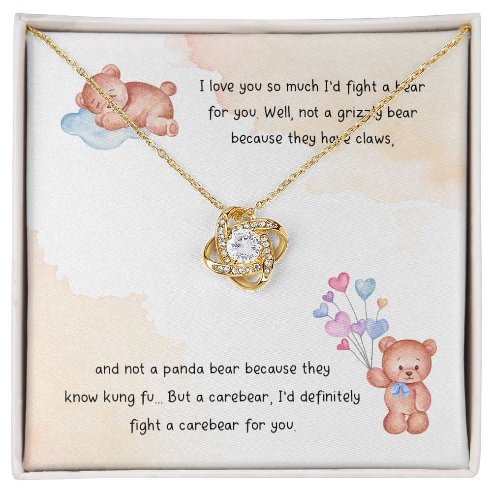 Gag Gift For Your Friend/Sister- Fight A Bear - Love Knot Necklace - Celeste Jewel