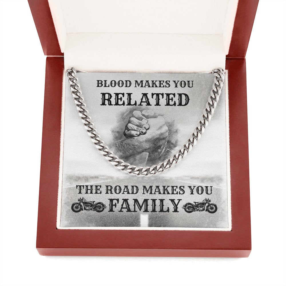 Gift For Biker - Road Makes You Family - Cuban Link Chain Necklace - Celeste Jewel