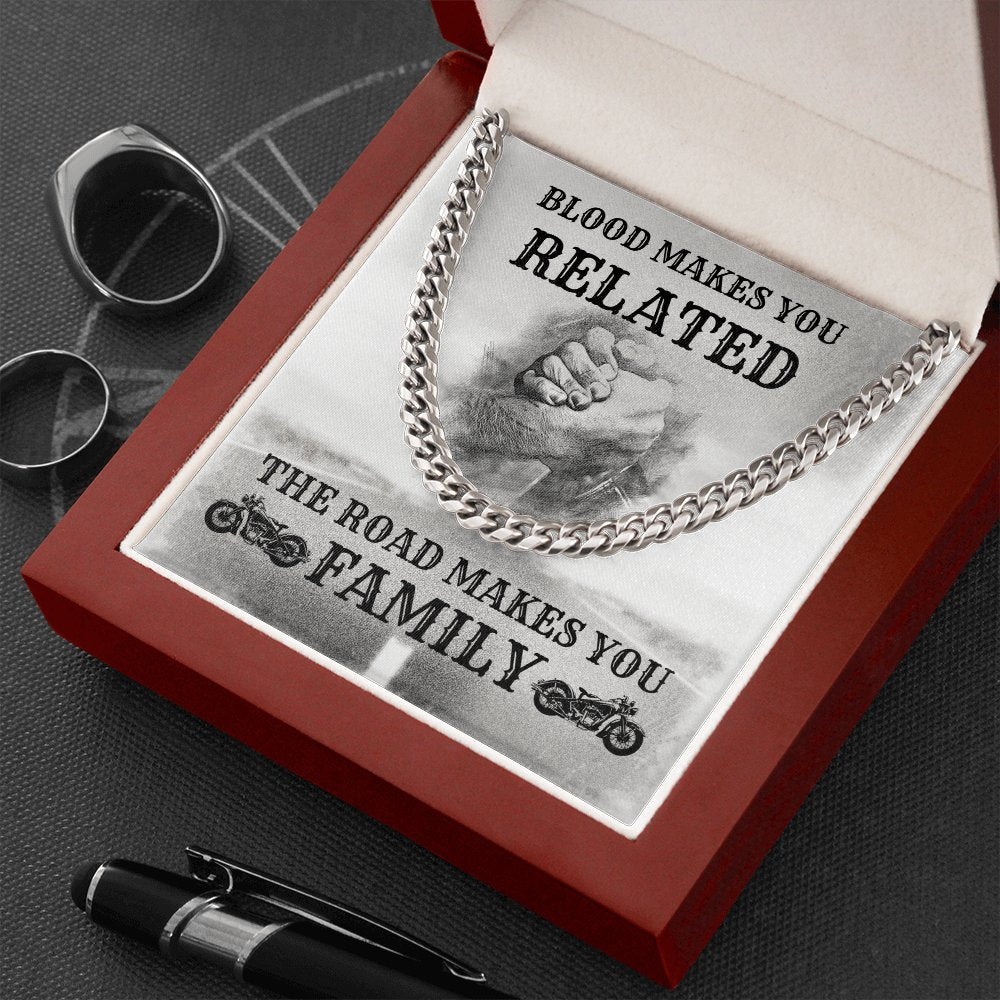 Gift For Biker - Road Makes You Family - Cuban Link Chain Necklace - Celeste Jewel