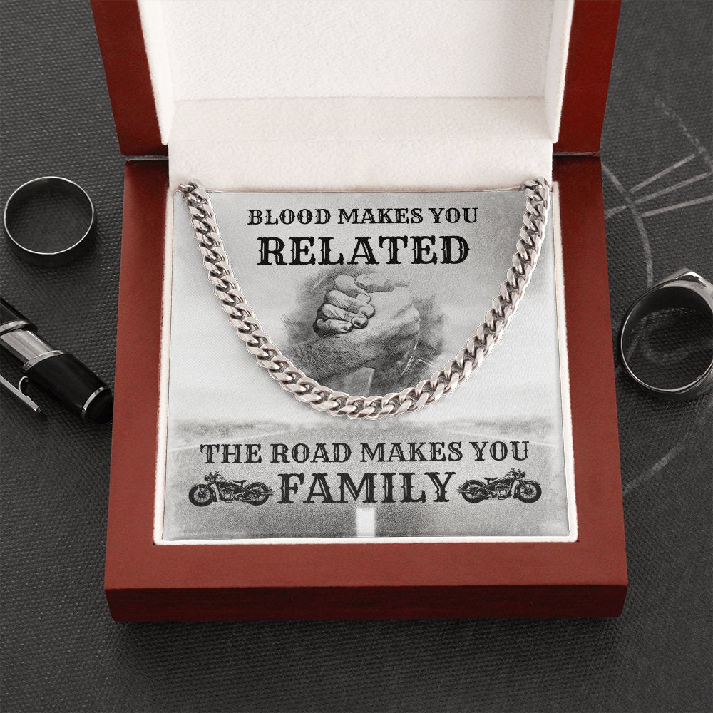 Gift For Biker - Road Makes You Family - Cuban Link Chain Necklace - Celeste Jewel