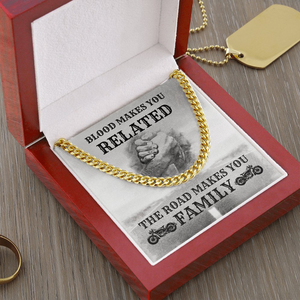 Gift For Biker - Road Makes You Family - Cuban Link Chain Necklace - Celeste Jewel