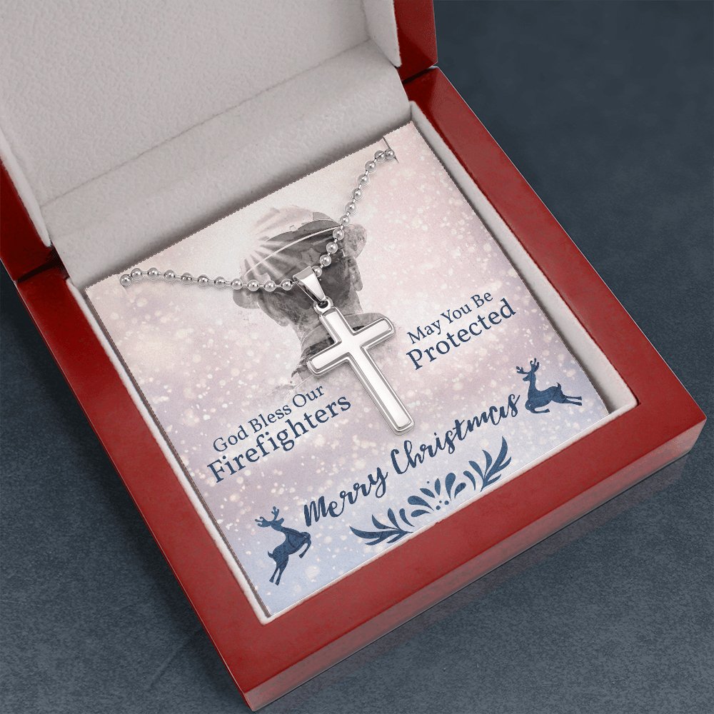 Gift For Firefighter - Merry Christmas - Cross Necklace - Celeste Jewel