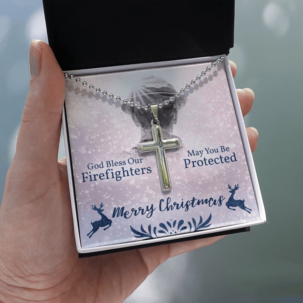 Gift For Firefighter - Merry Christmas - Cross Necklace - Celeste Jewel
